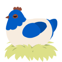 A cream and ultramarine chicken with a head pattern