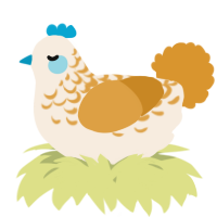 A cream and orange chicken with a half-lace pattern