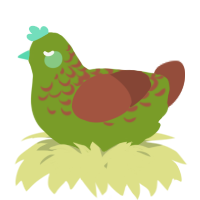 A chartreuse and russet chicken with a half-lace pattern