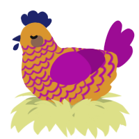 A orange and plum chicken with a lace pattern