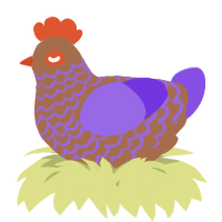 A brown and blurple chicken with a lace pattern