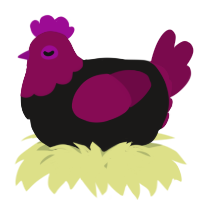 A sable and wine chicken with a head pattern