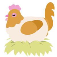 A cream and orange chicken with a head pattern