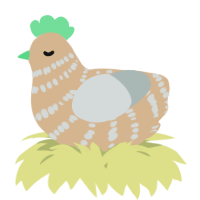 A beige and silver chicken with a bar pattern