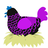 A black and amethyst chicken with a lace pattern