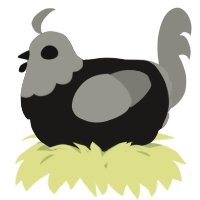 A sable and ash chicken with a head pattern