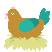 starlo, a gold and turquoise chicken