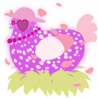 A orchid and rose chicken with a speckle pattern
