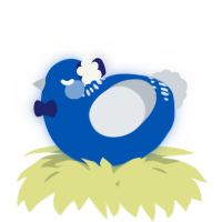 A ultramarine and mist chicken with a neck-band pattern