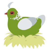 A chartreuse and mist chicken with a neck-speckle pattern