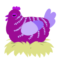 A plum and lilac chicken with a half-bar pattern