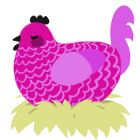 A fuchsia and orchid chicken with a lace pattern