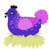 A indigo and orchid chicken with a half-lace pattern