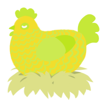 A yellow and lime chicken with a lace pattern