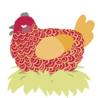 A crimson and honey chicken with a double-lace pattern