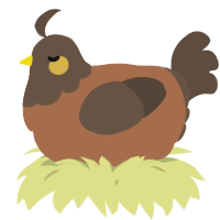 A brown and bark chicken with a head pattern