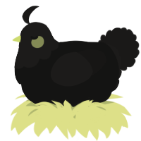 A black and sable chicken with a head pattern