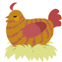 A ochre and red chicken with a bar pattern
