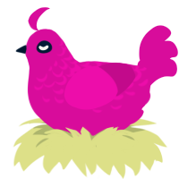EVIL Astrophel, a fuchsia chicken with a half-lace pattern