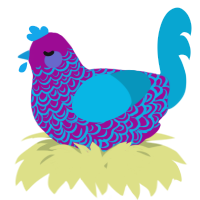 A plum and cerulean chicken with a double-lace pattern