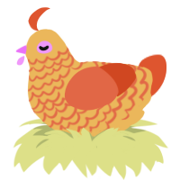 A honey and vermilion chicken with a lace pattern