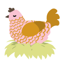 A rose and ochre chicken with a lace pattern