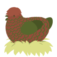 chilcluck, a russet and olive chicken with a lace pattern