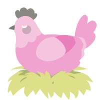 A pink chicken with a head pattern