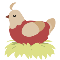 A red and beige chicken with a head pattern