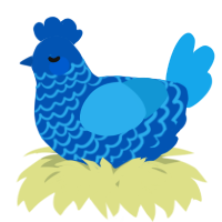 A ultramarine and sky chicken with a lace pattern