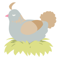 A silver and beige chicken with a neck-speckle pattern