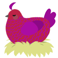 A crimson and plum chicken with a lace pattern