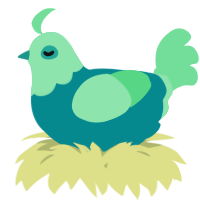 A teal and spring chicken with a head pattern