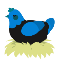 A sable and sapphire chicken with a head pattern