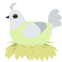 A apple and mist chicken with a head pattern