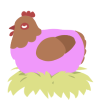 A lavender and brown chicken with a head pattern