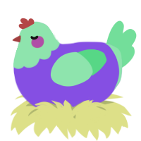 A blurple and spring chicken with a head pattern