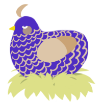 A indigo and beige chicken with a lace pattern