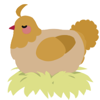 A beige and gold chicken with a head pattern