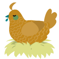 A ochre and gold chicken with a lace pattern