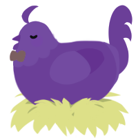 A amethyst chicken with a head pattern