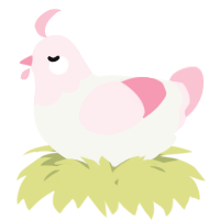 A white and rose chicken with a head pattern