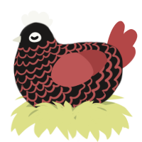 A sable and red chicken with a lace pattern