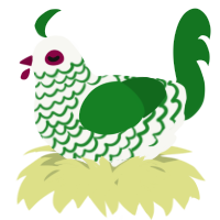 A white and leaf chicken with a lace pattern