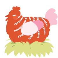 A vermilion and rose chicken with a half-bar pattern