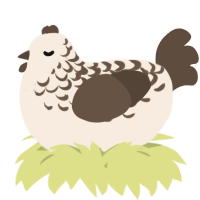 A cream and bark chicken with a half-lace pattern