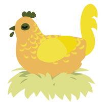 A honey and yellow chicken with a half-lace pattern