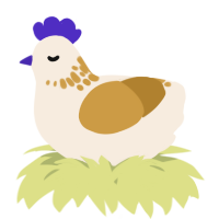 A cream and gold chicken with a neck-speckle pattern