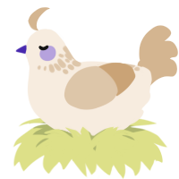 A cream and beige chicken with a neck-speckle pattern