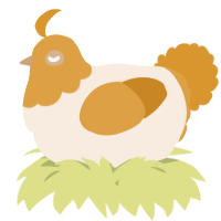 A cream and orange chicken with a head pattern
